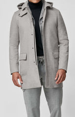 Colombo Off White Grey Brushed Wool & Cashmere Basketweave
