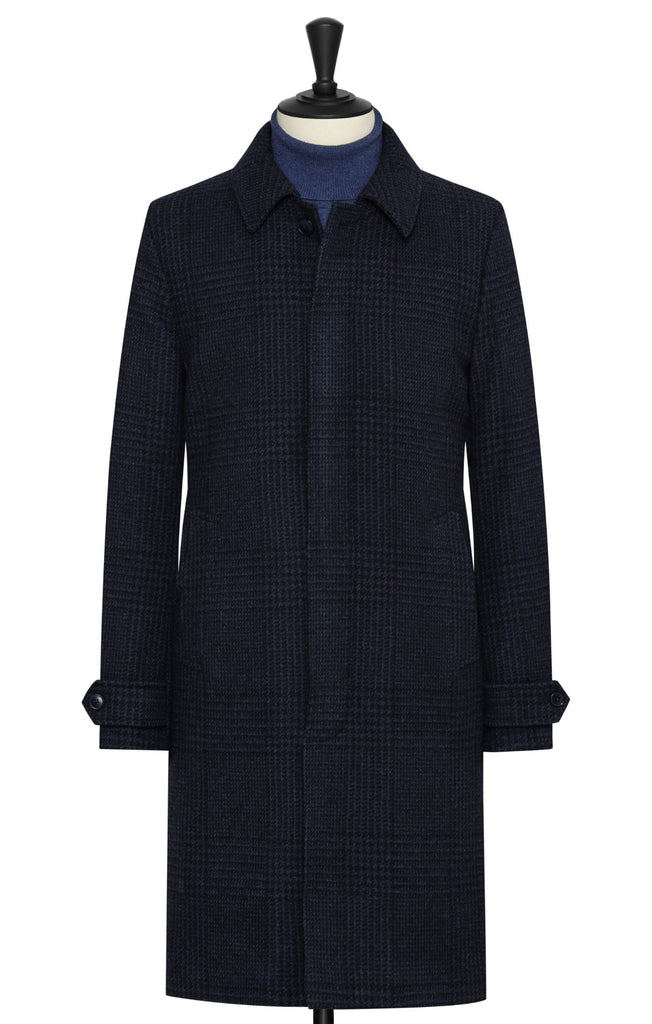 Drago Navy Blue Wool & Cashmere with Black Glencheck