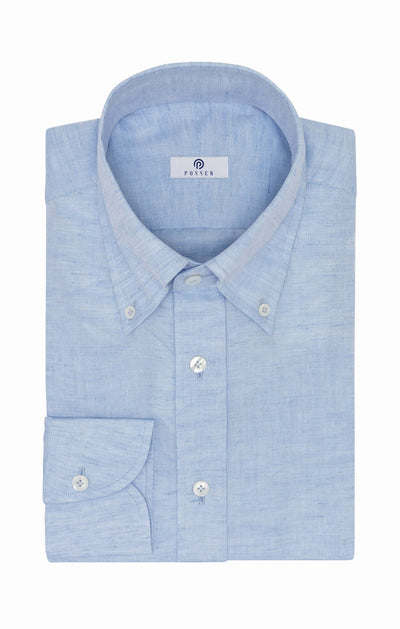 Weba Light Blue & White Cotton & Linen Chambray