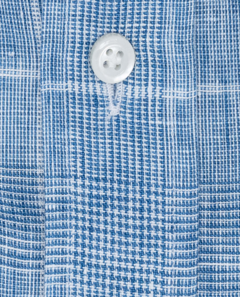 Albini Blue & White with Glencheck & White Windowpane Pure Linen Batiste