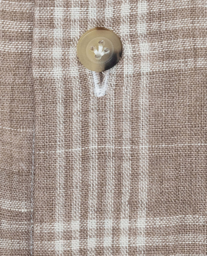 Albini Tan with Off White Check Pure Linen Batiste