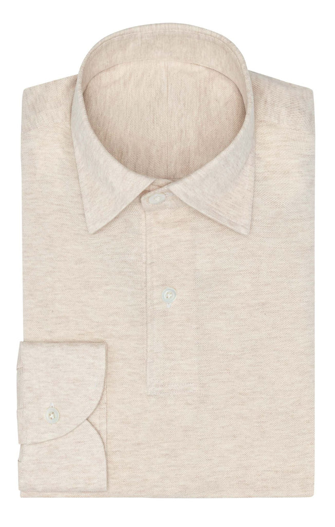 Light Sand Mélange Cotton Piqué Knit