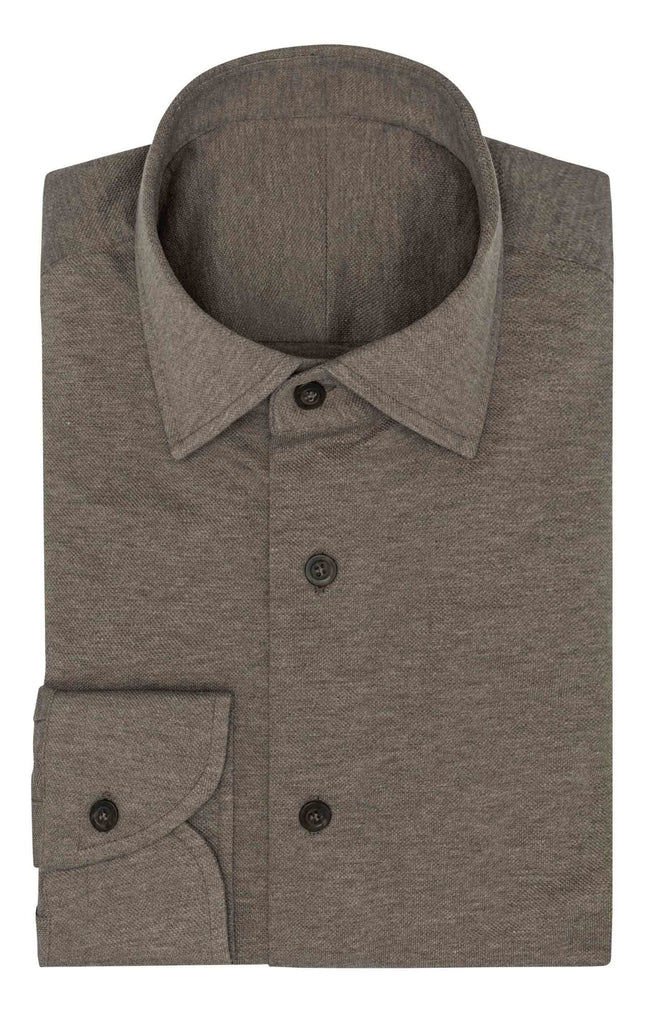 Walnut Mélange Cotton Piqué Knit