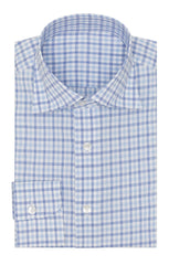 white cotton fil à fil with mixed blue tattersall check Inspiration