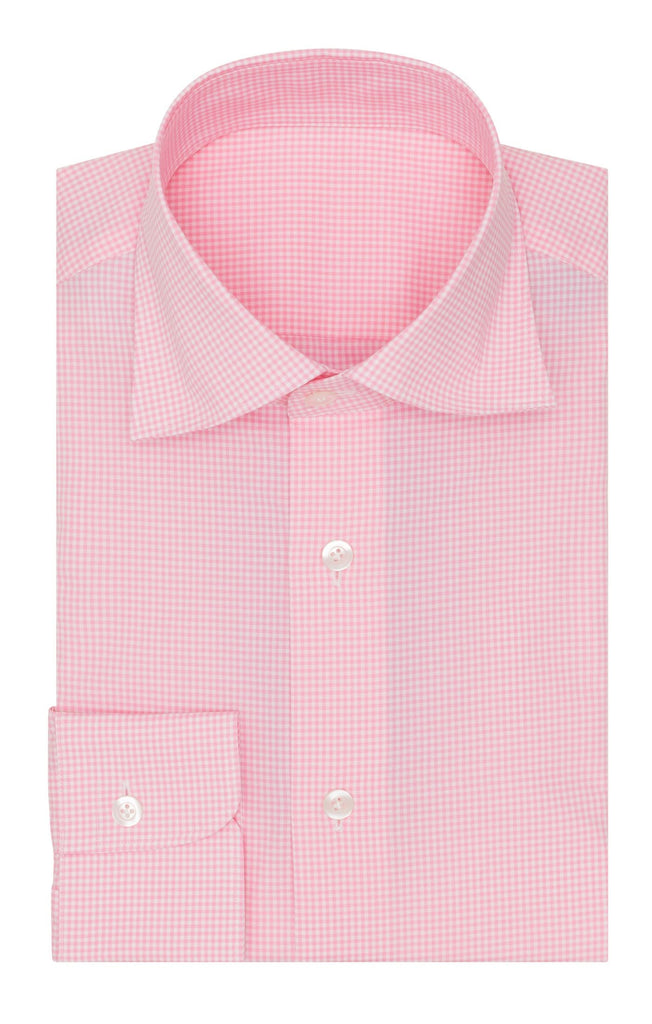 Thomas Mason White Cotton with Light Pink Gingham Check