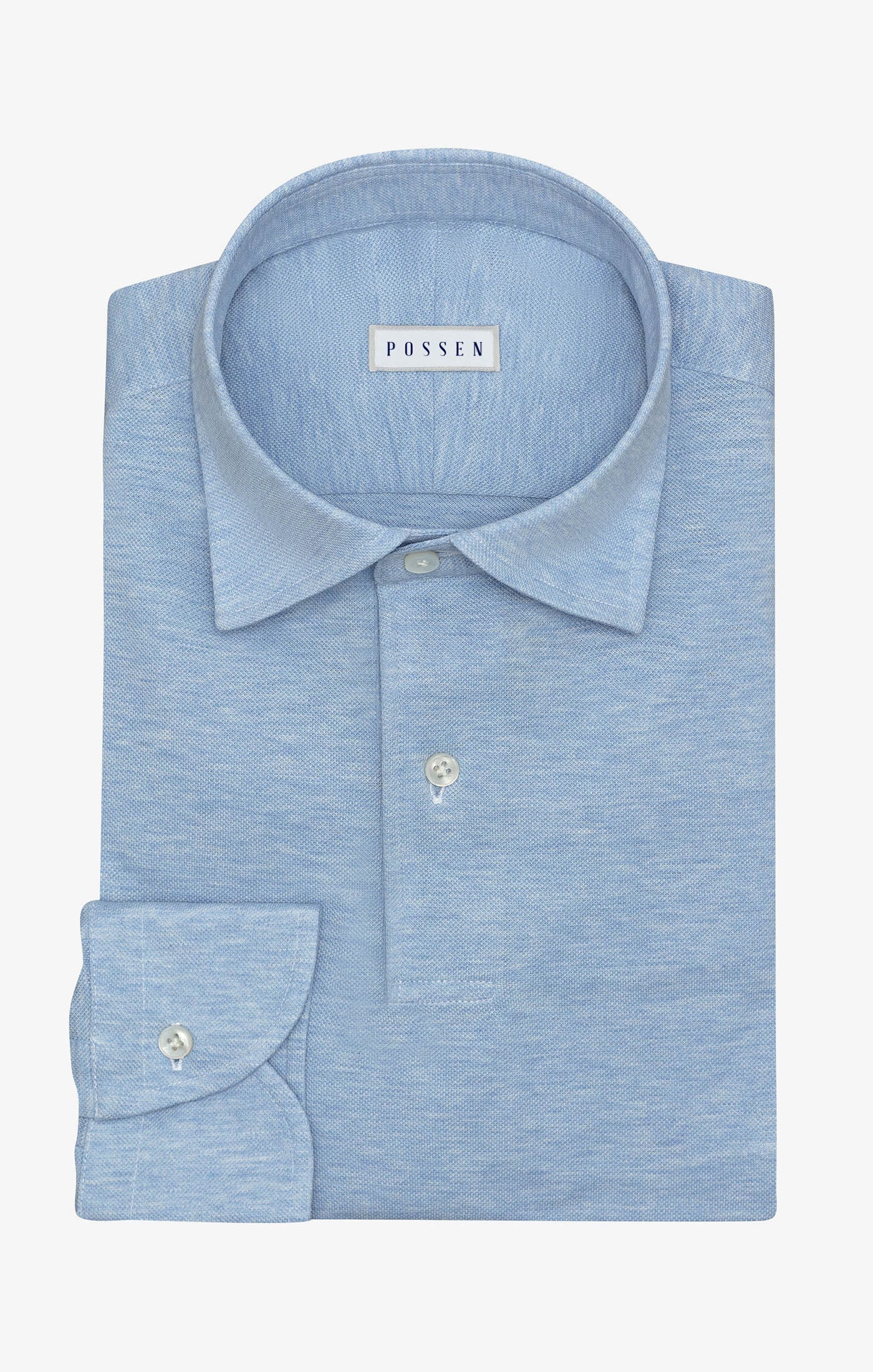 Sky Blue Mélange Cotton Piqué Knit