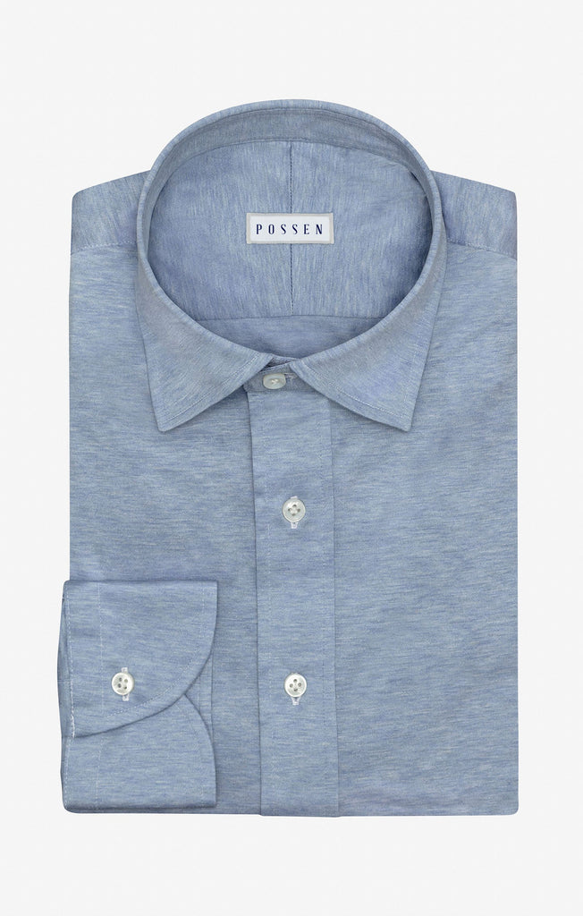 Sky Blue Mélange Cotton Jersey