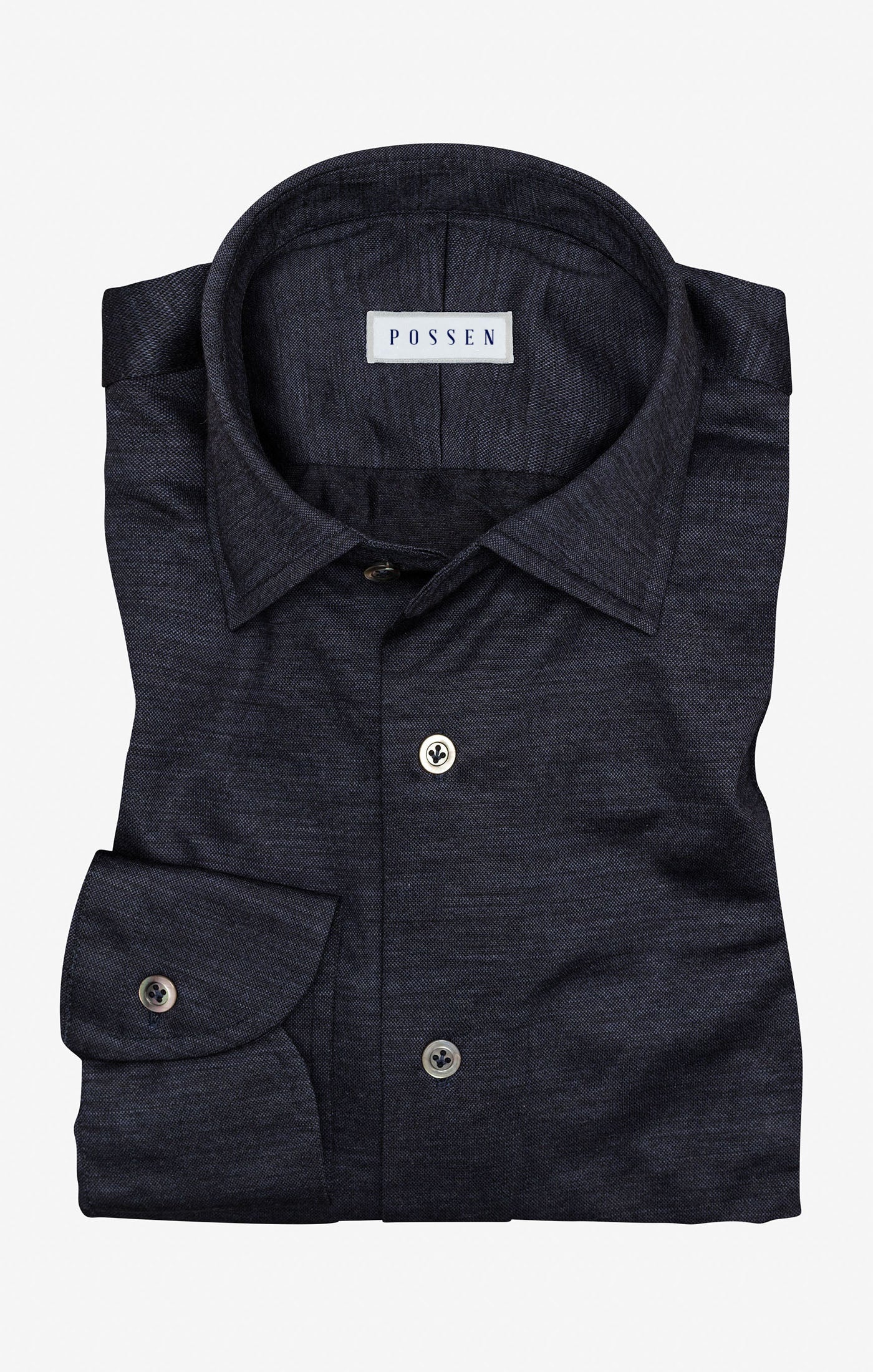 Navy Wool Lyocell Piqué Knit