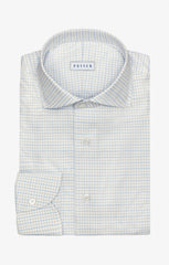white cotton with light blue light green tattersall check Inspiration