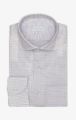 white cotton poplin with blue brown tattersall check Inspiration