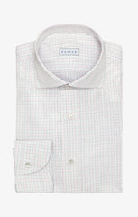 white cotton poplin with fine blue pink tattersall check Inspiration