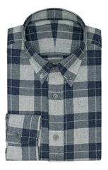 Light Grey Cotton Twill Flannel With Storm Blue Check Inspiration