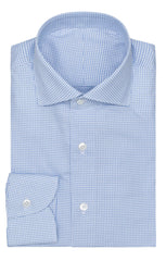 White Cotton Fine Twill With Light Blue Check Inspiration