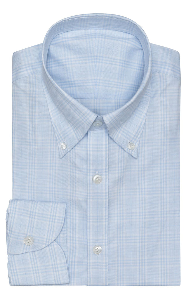 Albini Light Blue with Subtle Check Lightweight Egyptian Cotton Twill
