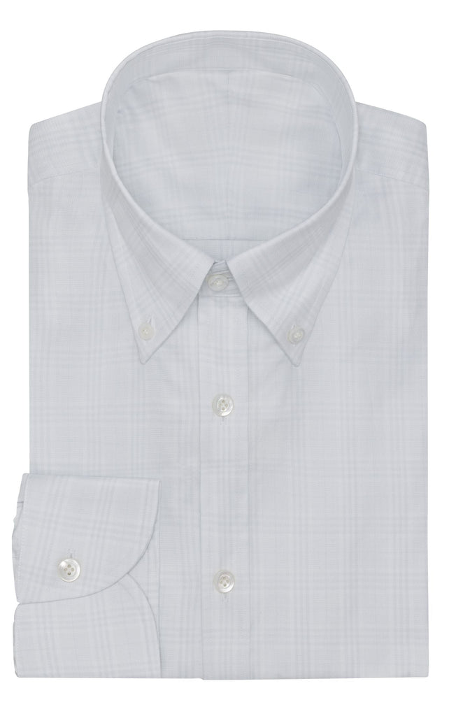 Albini Light Grey with Subtle Check Lightweight Egyptian Cotton Twill