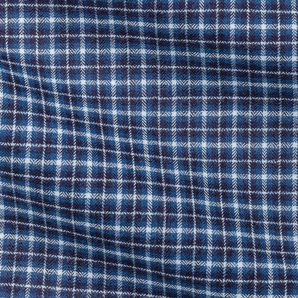Albiate Herringbone Blue Check Soft Flannel Two Ply Cotton