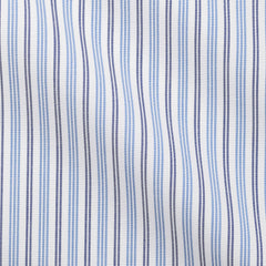 Albiate Plain Weave Stripe Light Blue & Dark Blue Two Ply Cotton