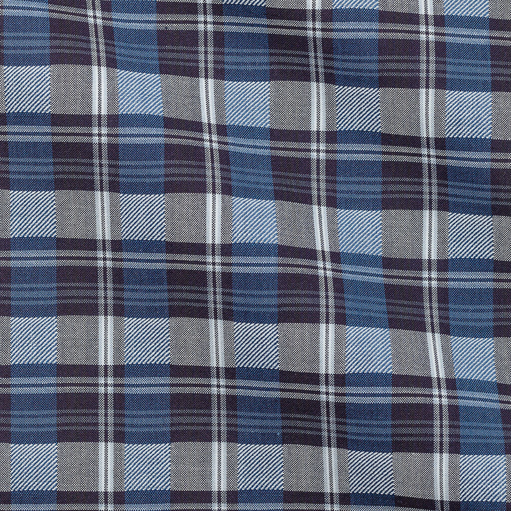 Albiate Plain Weave Check Blue on Blue Two Ply Cotton