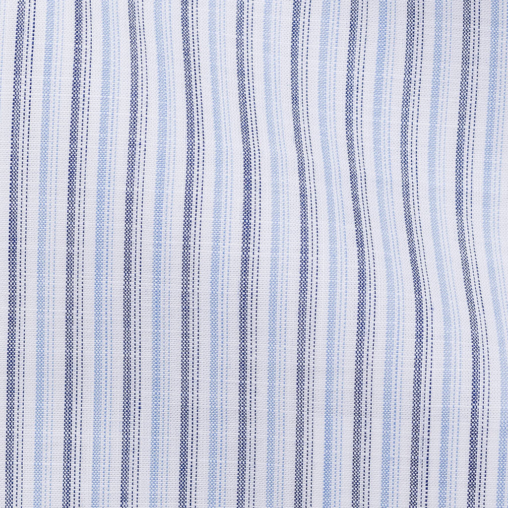 Thomas Mason Chambray Light Blue & Mid Blue Stripes Two Ply Cotton