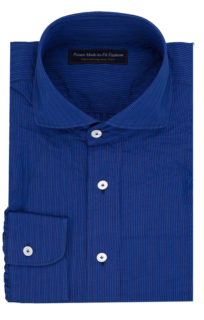 Albini Blue Striped Seersucker