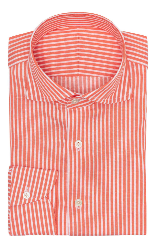 Weba Coral Cotton & Cinen Twill with White Stitched Stripes