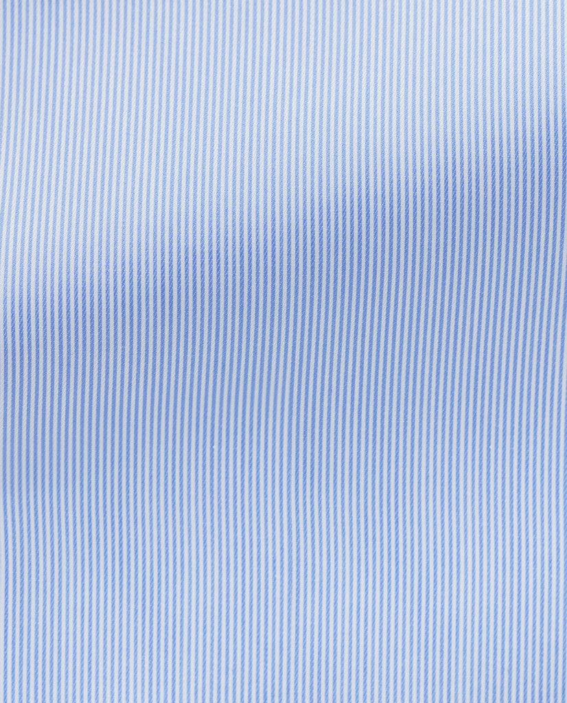 Albini Sky Blue Hairline Twill 365 Easy Care Fine Cotton