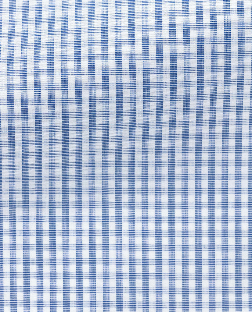 Albini Storm Blue Micro Check Cotton 365 Easy Care Cotton
