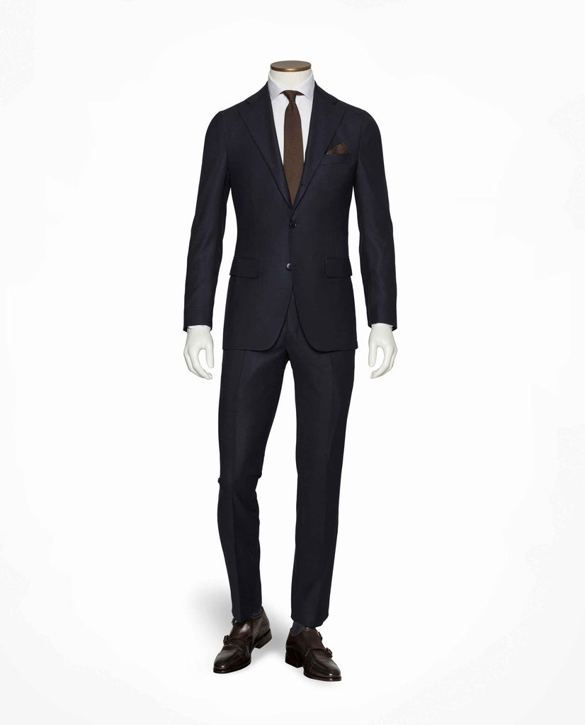 Loro Piana TRAVELLER Navy Blue Hopsack High Twisted Wool