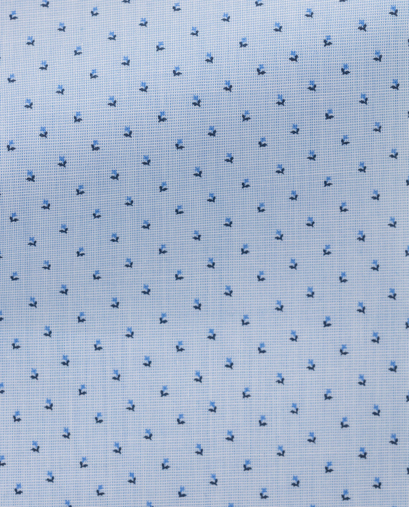 Albini Two Blue Poplin Floral Dot Cotton 365 Easy Care Cotton