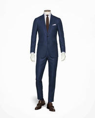 Barberis Canonico Neapolitan Blue Birdseye S110 Merino Wool Doppio Ritorto