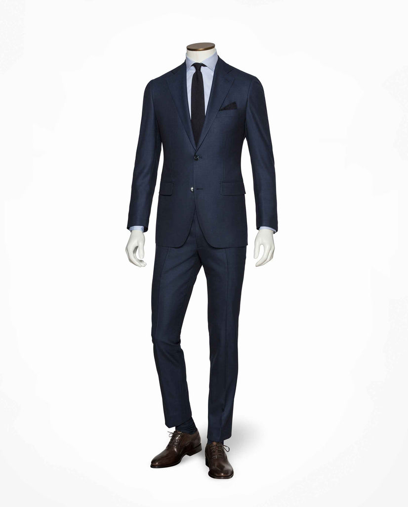 Barberis Canonico Dark Slate Blue Birdseye S110 Merino Wool Doppio Ritorto