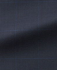 Barberis Canonico Dark Blue Glencheck with Ligh Blue Windowpane S110 Merino Wool Doppio Ritorto