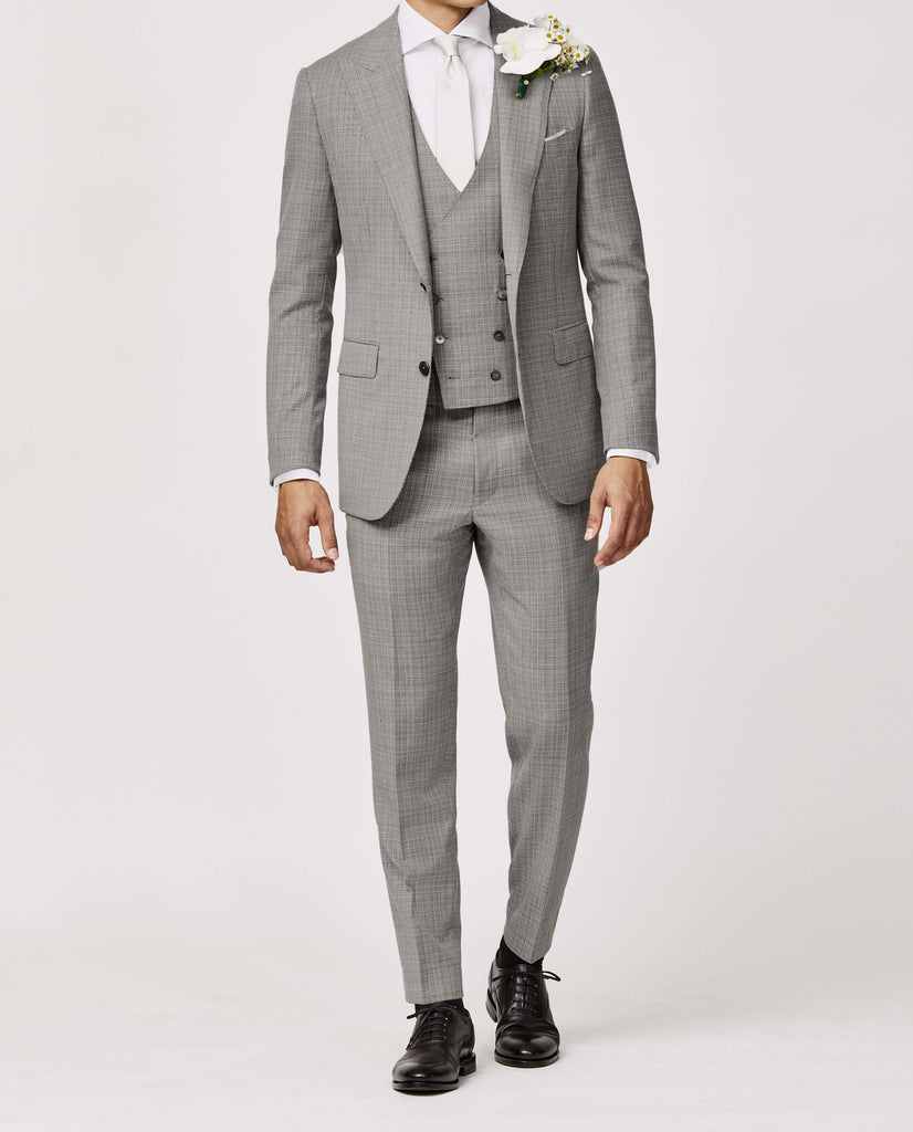 REDA S130 Light Merino Wool Light Grey Micro Fancy Weave