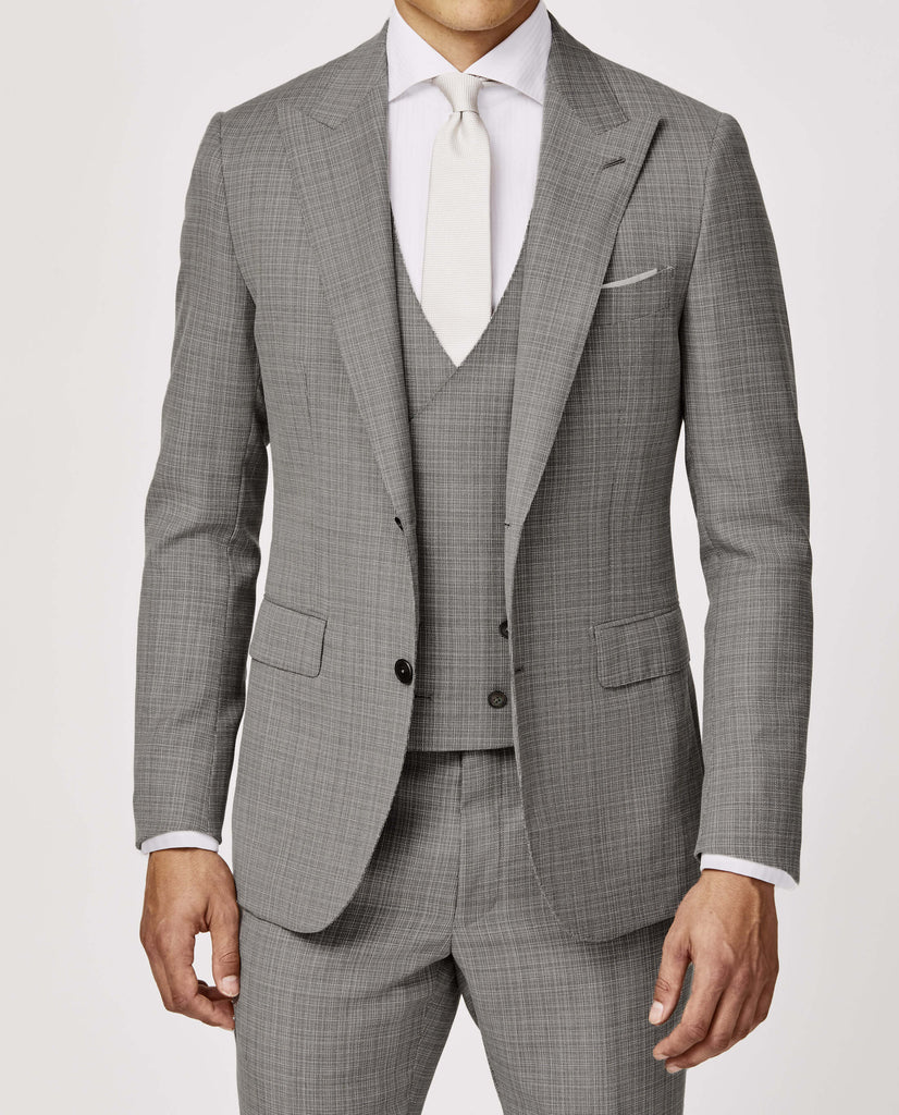 REDA S130 Light Merino Wool Light Grey Micro Fancy Weave