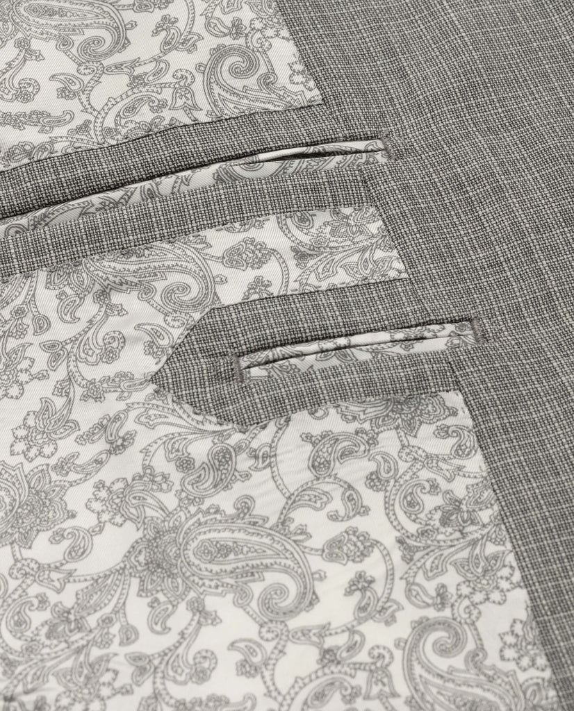 REDA S130 Light Merino Wool Light Grey Micro Fancy Weave