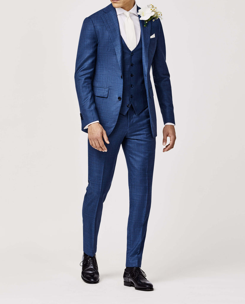 REDA S130 Light Merino Wool Royal Blue Micro Fancy Weave