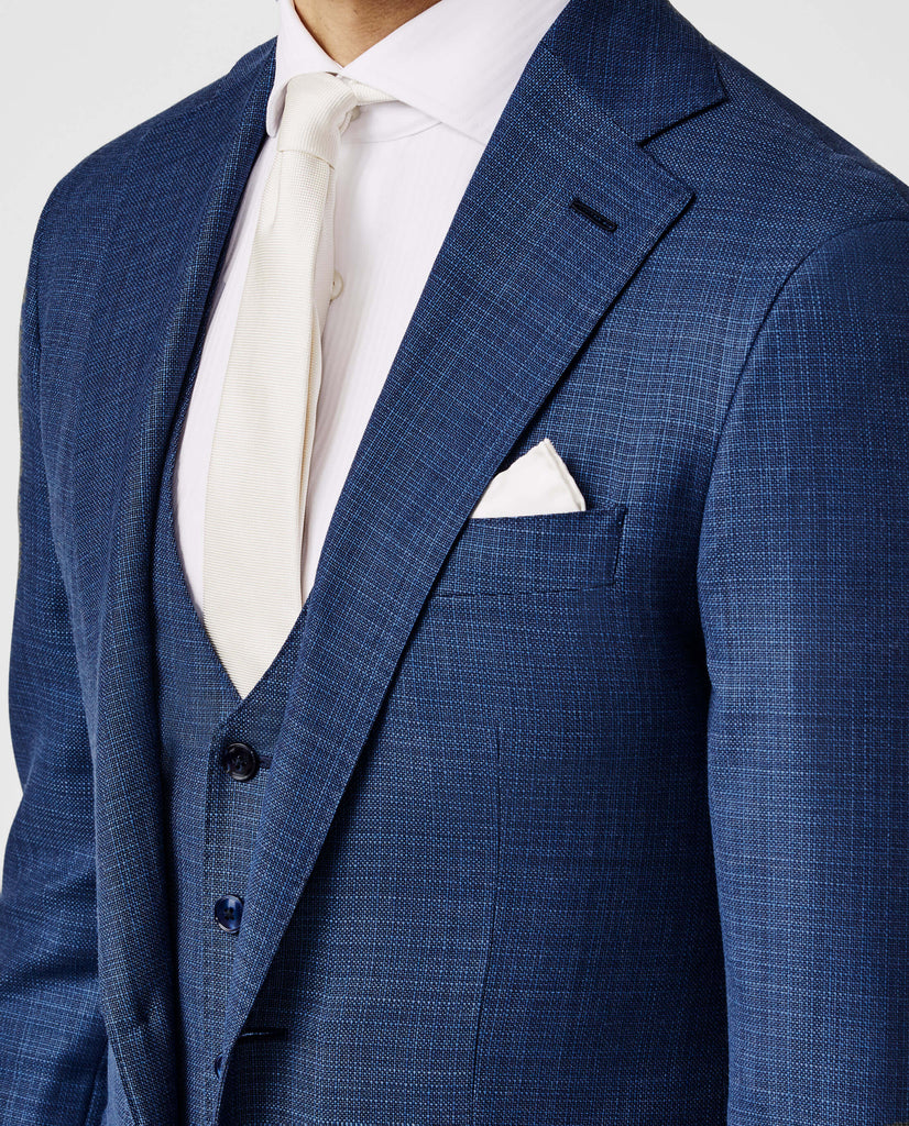 REDA S130 Light Merino Wool Royal Blue Micro Fancy Weave