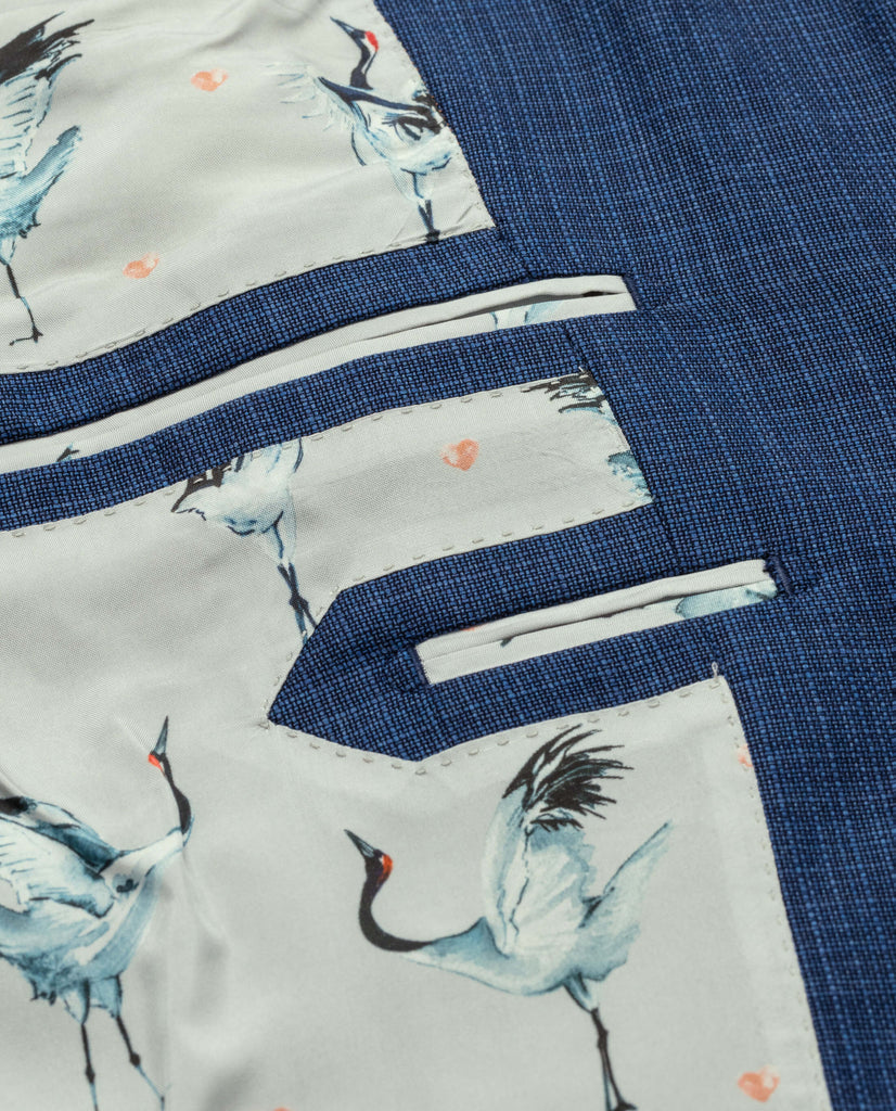 REDA S130 Light Merino Wool Royal Blue Micro Fancy Weave