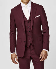 Angelico Burgundy Stretch Two Ply Tropical Wool