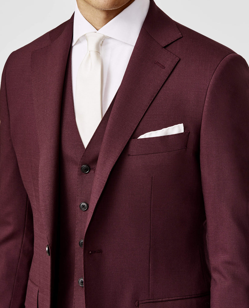 Angelico Burgundy Stretch Two Ply Tropical Wool