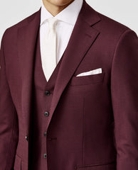 Angelico Burgundy Stretch Two Ply Tropical Wool