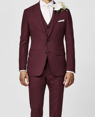 Angelico Burgundy Stretch Two Ply Tropical Wool