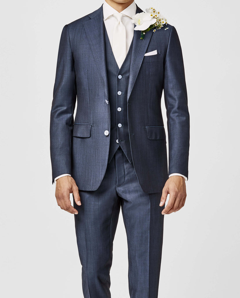 Barberis Canonico Slate Blue Fine Twill Merino Wool & Mohair Solaro Doppio Ritorto