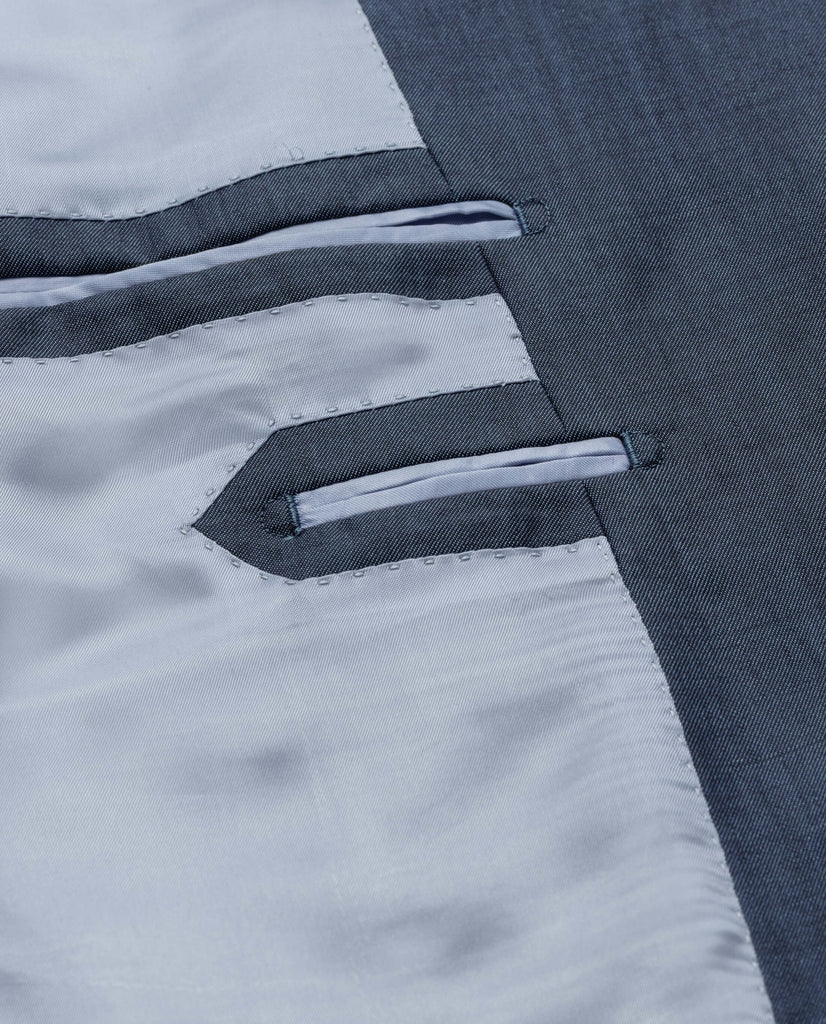 Barberis Canonico Slate Blue Fine Twill Merino Wool & Mohair Solaro Doppio Ritorto