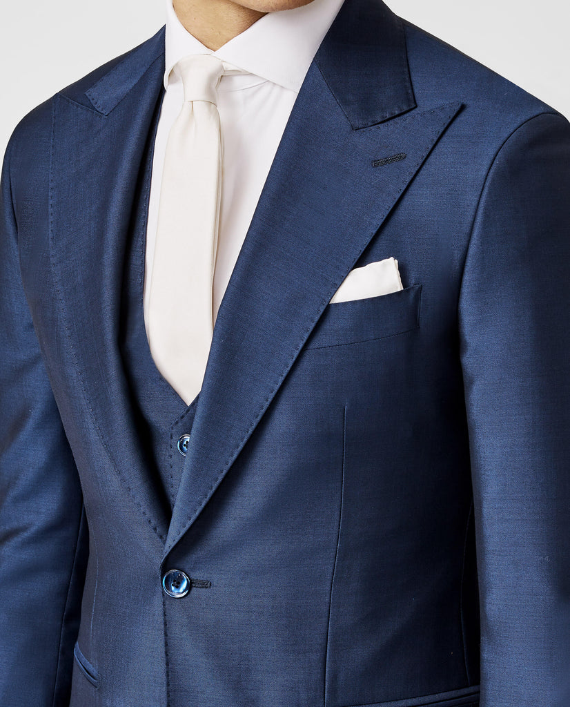 Barberis Canonico Neapolitan Blue Fine Twill Merino Wool & Mohair Solaro Doppio Ritorto