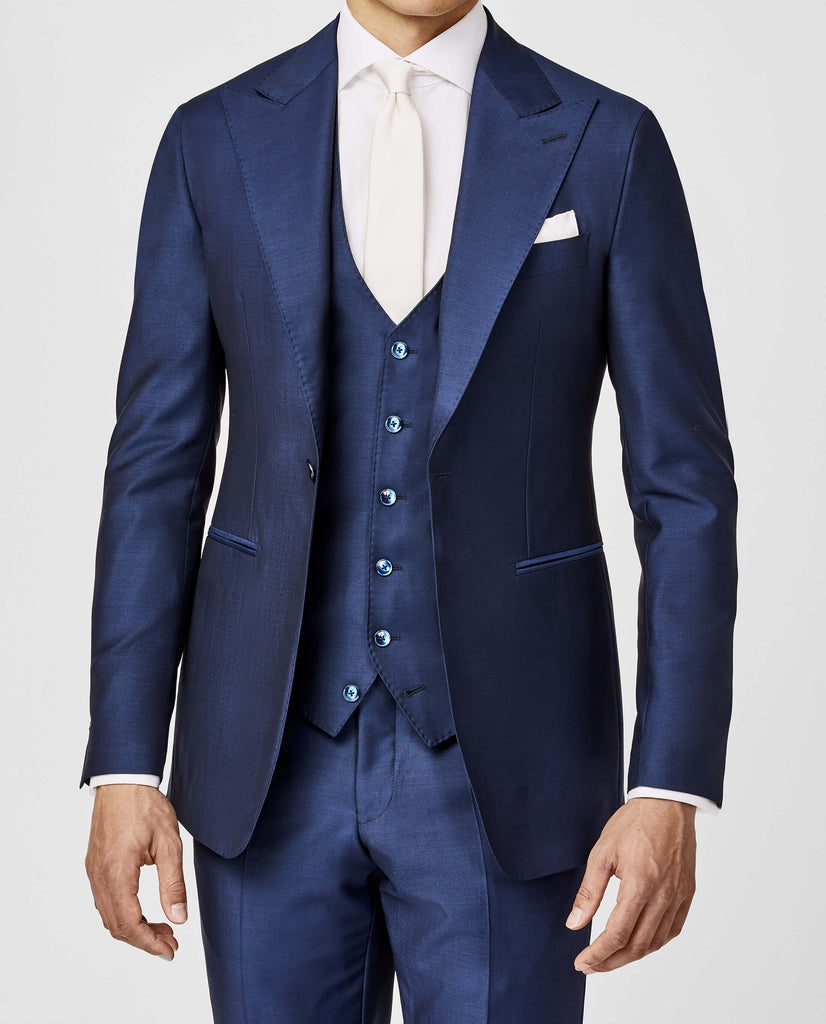 Barberis Canonico Neapolitan Blue Fine Twill Merino Wool & Mohair Solaro Doppio Ritorto