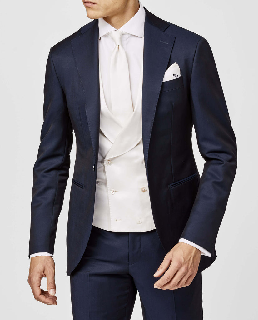 Barberis Canonico Dark Blue Fine Twill Merino Wool & Mohair Solaro Doppio Ritorto