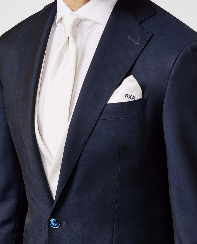 Barberis Canonico Dark Blue Fine Twill Merino Wool & Mohair Solaro Doppio Ritorto