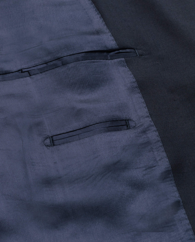 Barberis Canonico Dark Blue Fine Twill Merino Wool & Mohair Solaro Doppio Ritorto