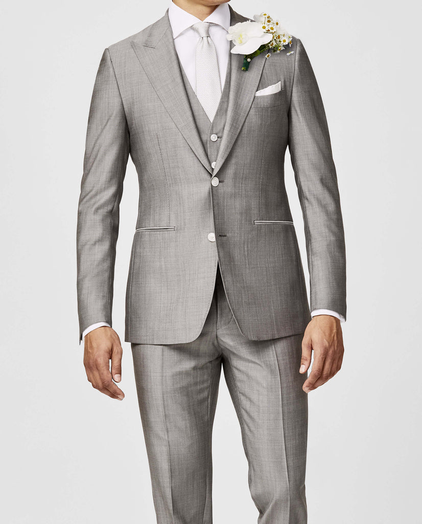 Barberis Canonico Light Grey Fine Twill Wool & Mohair Solaro Doppio Ritorto